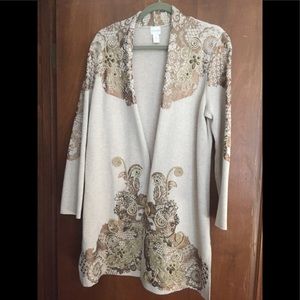 Long Chico’s Cardigan with Gold Embellishments